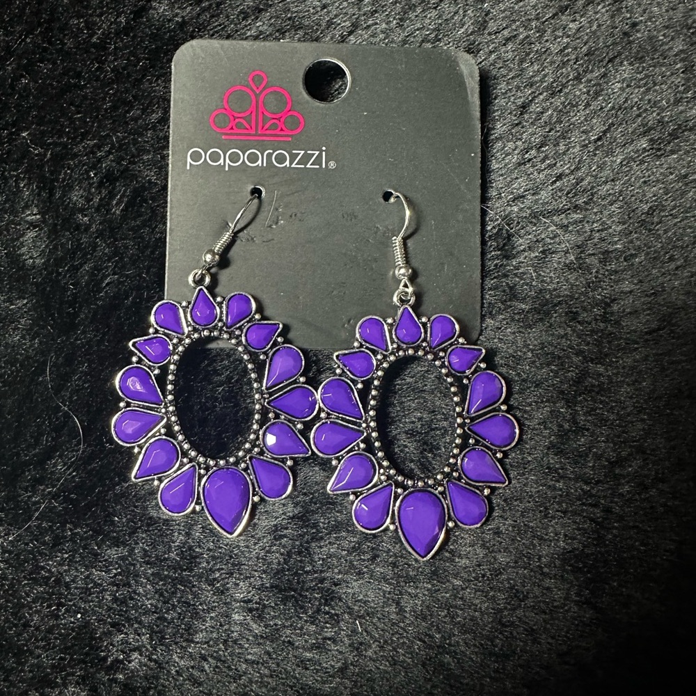 Paparazzi Purple Floral Dangle Earrings